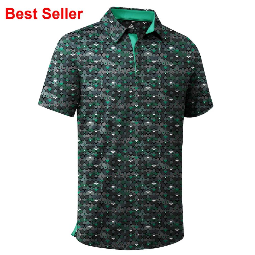 Polyester Spandex Golf Polo Shirt Moisture Wicking Performance Print